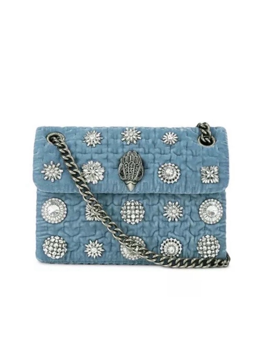 New Kurt Geiger Blue Embellished Purse with Crystal Studs
